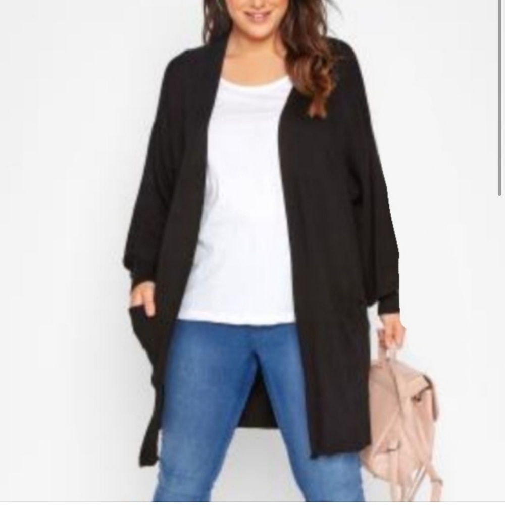 Ava & Viv Black Open-Front Cardigan Sweater Knit Size 4X